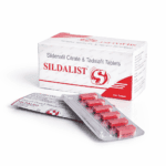 Sildalist 120 mg – opakowanie i dwa blistry z czerwonymi tabletkami