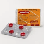 Avana 200 mg – przód i tył blistra z czterema czerwonymi tabletkami