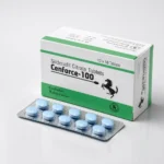 Cenforce 100 mg – opakowanie i blister z dziesięcioma niebieskimi tabletkami