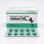 Cenforce 130 mg – opakowanie i blister z dziesięcioma zielonymi tabletkami