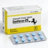 Cenforce 25 mg – opakowanie i blister z dziesięcioma niebieskimi tabletkami