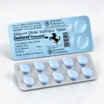 Cenforce Professional 100 mg – przód i tył blistra z jasnoniebieskimi tabletkami