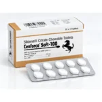Cenforce soft 100 mg – opakowanie i blister z dziesięcioma białymi tabletkami do żucia