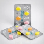 Kamagra 100 mg Chewable tabs – zestaw blistrów i kolorowych tabletek do żucia
