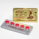 Cobra 120 mg – przód i tył blistra z czerwonymi tabletkami