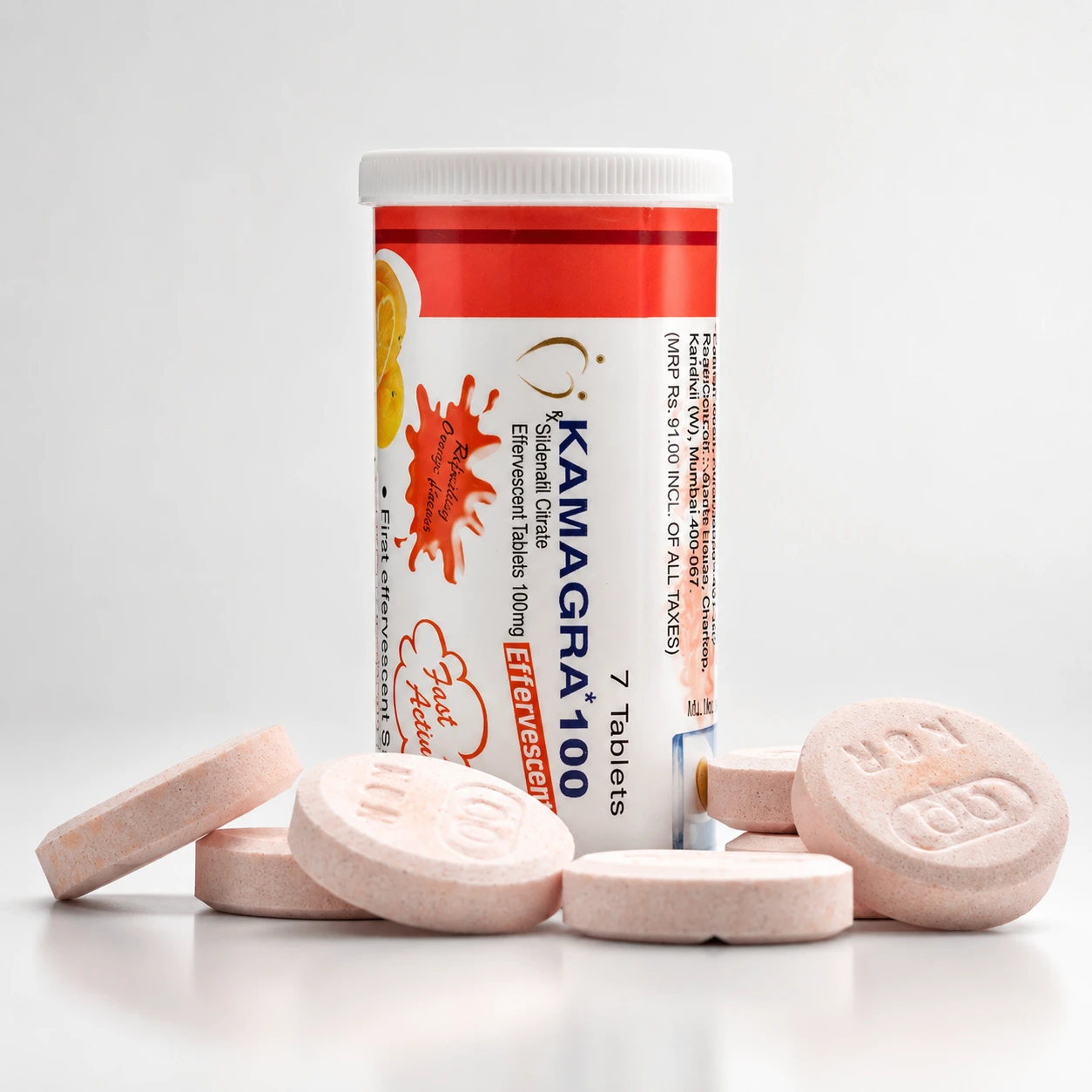 Kamagra tabletki musujące 100 mg – tuba i okrągłe tabletki musujące