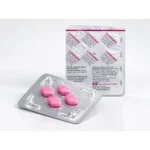 Lovegra 100 mg – przód i tył blistra z czterema różowymi tabletkami