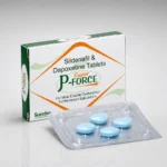 Super P-force 160 mg – opakowanie i blister z czterema niebieskimi tabletami