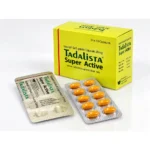 Tadalista Super Active 20 mg – opakowanie i dwa blistry z pomarańczowymi miękkimi kapsułkami