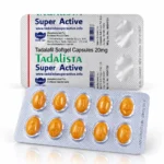 Tadalista Super Active 20 mg – przód i tył blistra z pomarańczowymi kapsułkami