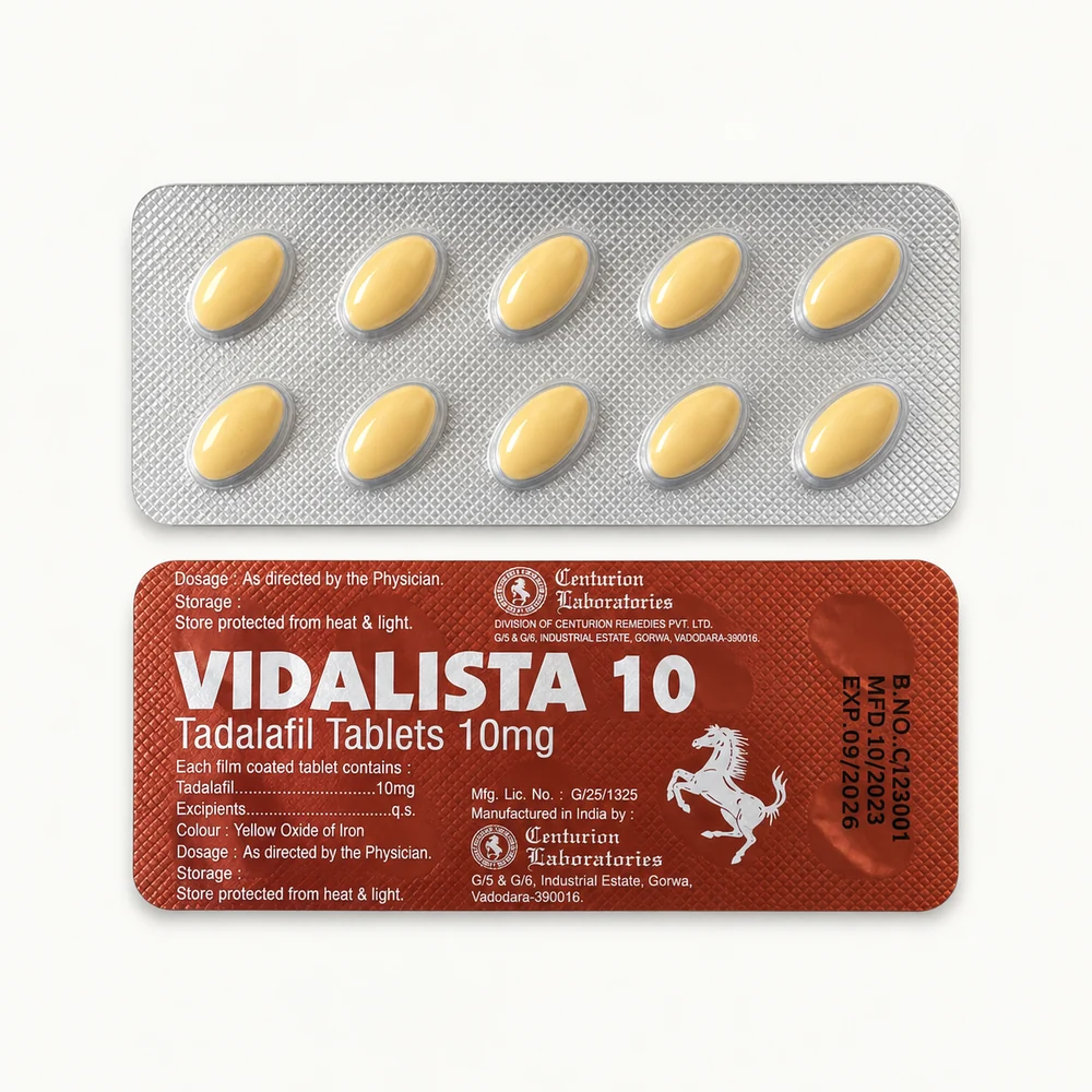 Vidalista 10 mg – przód i tył blistra Vidalista 10