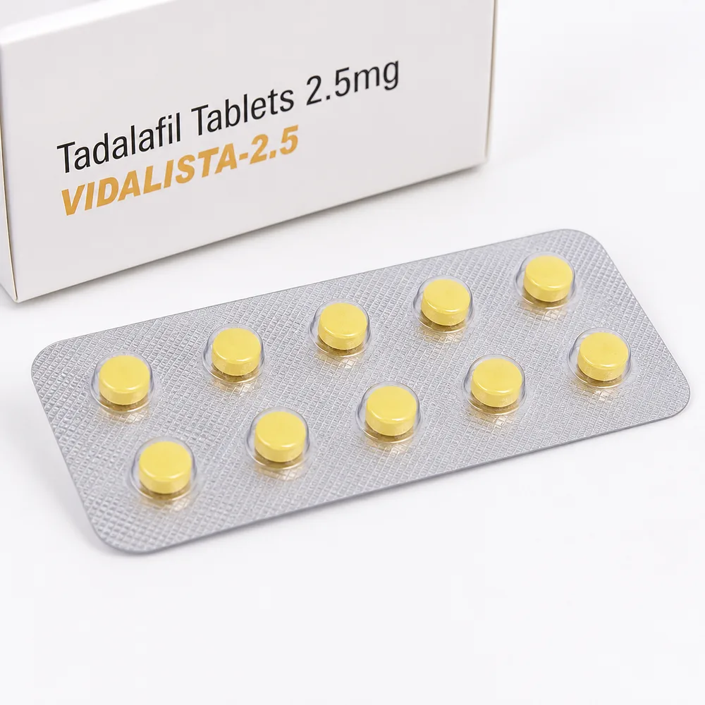 Vidalista 2.5 mg – opakowanie i zbliżenie blistra z dziesięcioma tabletami
