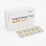 Vidalista 2.5 mg – opakowanie i blister żółtych tabletek z boku