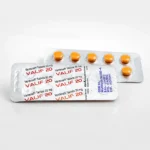 Valif 20 mg – przód i tył blistra z pomarańczowymi tabletkami