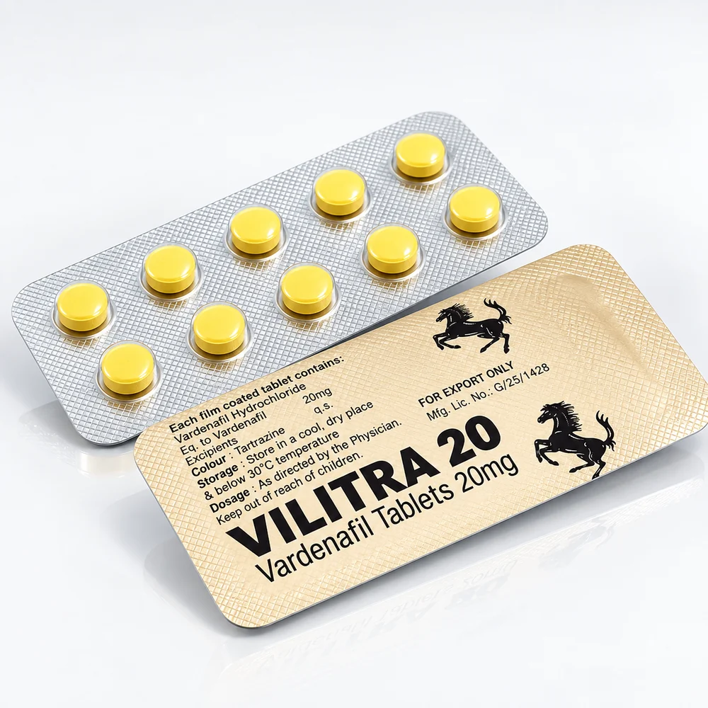 Vilitra 20 mg – przód i tył blistra Vilitra 20