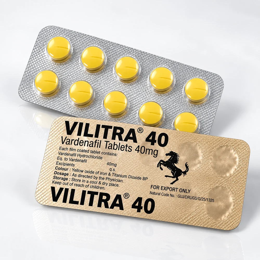 Vilitra 40 mg – przód i tył blistra Vilitra 40