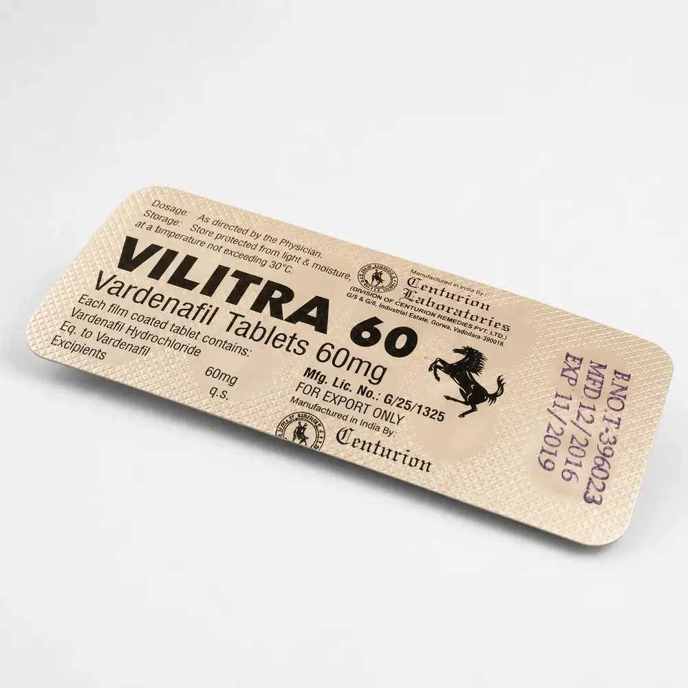 Vilitra 60 mg – tył blistra z informacjami Vilitra 60